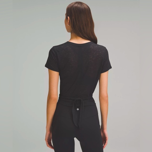 lululemon cotton cates tee tie front black size XS FLASH SALE - Picture 2 of 3